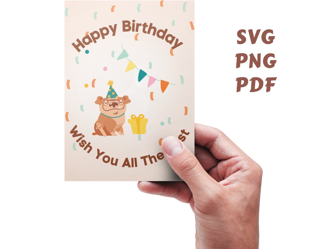 Digital Birthday Card CUTE DOG Birthday Card Instant Download Printable ...