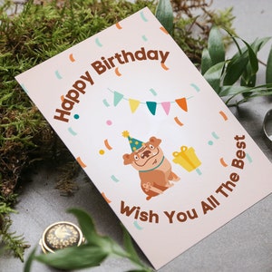 Digital Birthday Card | CUTE DOG Birthday Card | Instant Download ...