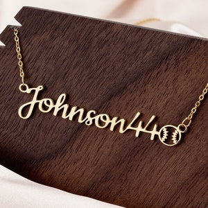 Personalized Sports Necklace for Mom Daughter Son, Name and Number Necklace, Basketball Baseball Soccer Tennis Football Volleyball Jewelry