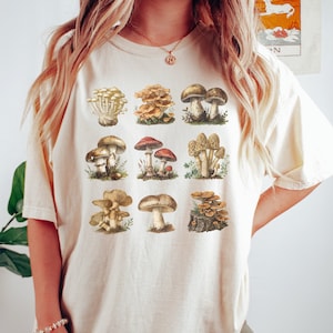 Comfort Colors Tshirt Vintage Mushroom Cottagecore Aesthetic Mushroom Shirt Nature Lover Hippie TShirt Vintage Plant Shirt Goblincore Shirt