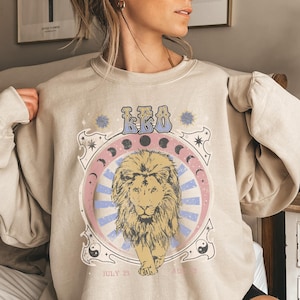 Leo Zodiac Sweatshirt, Unique Astrology Shirt, Birthday Gift for Leo, Unique July August Zodiac Apparel, Leo Horoscope Sweatshirt