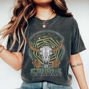 Comfort Colors Zodiac Taurus Vintage Tee, Celestial Taurus Shirt, Oversized Tee, Astrology T shirt, Zodiac Birthday Gift, Gift For Taurus