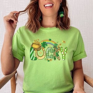 Comfort Colors Lucky St Patricks Day Shirt, Retro St. Patrick&#39;s Day T-Shirt, St. Patty&#39;s Lucky Shirt, Happy St Pattys Drinking Tee Irish Tee