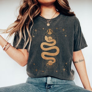 Comfort Colors Tshirt, Tarot Card Shirt, Mystical Moon Shirt, Gifts For Her, Cute Mom Tee, Mystic Snake Shirt Kundalini Yoga Shirt Spiritual