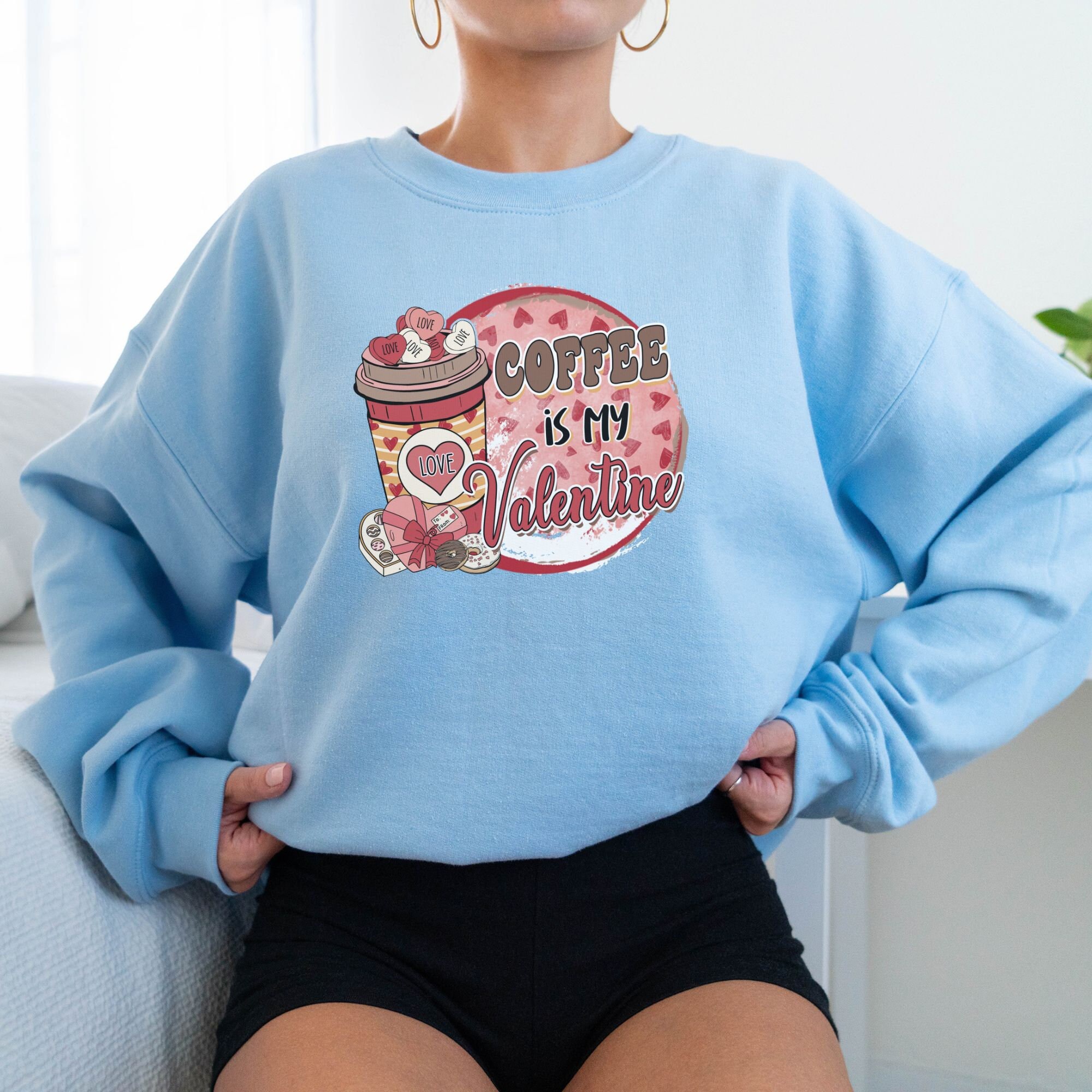 Coffee Is My Valentine Super Comfy Crew Neck Heather Grey Unisex Sweatshirt