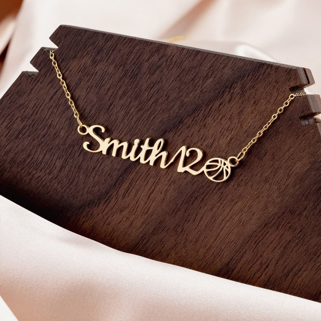 Personalized Sports Necklace for Mom Daughter Son, Name and Number