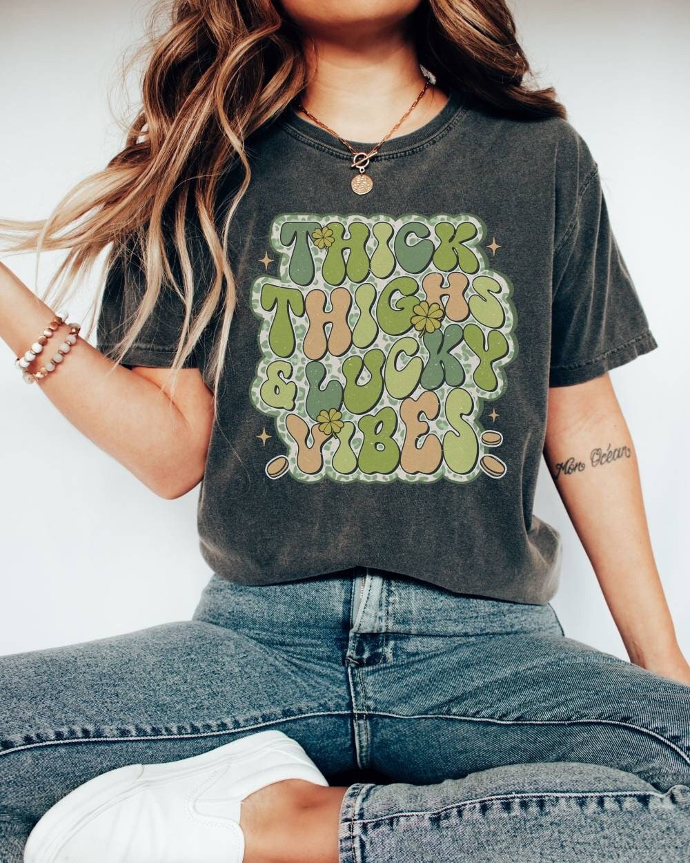 Discover Comfort Colors St Patricks Day Shirt, Thick Thighs Lucky Vibes Shirt