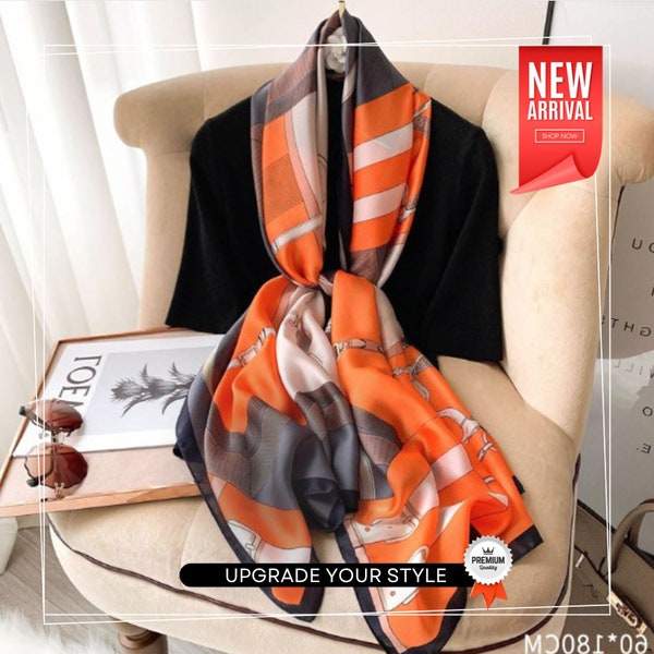 Orange Silk Scarf Etsy