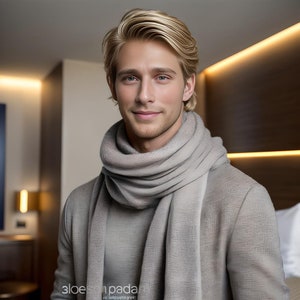 Men's Cashmere Wool Scarf Dark Classic Pashmina Gift for Him - Men's Scarf Spring Formal Occasions Wool Cashmere 180 x 60 cm