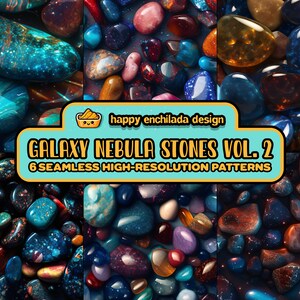 Galaxy Nebula Stones Vol. 2 | DIGITAL PAPER | Polished Rocks Seamless Designs | Six Colorful Patterns | Tile Patterns | Instant Download