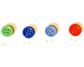 Lot de 6  boutons  vintage en verre de BRIARE, 4 trous, 18 mm, 4 couleurs disponibles