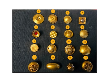 Boutons VINTAGES dorés de créateurs en métal de 1930 à 1950