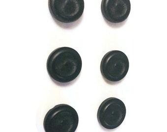 lot de 6 Boutons de créateur , de 20 mm, haute couture, forme incurvée à bords arrondis , noirs, Bakelite, vintage de 1940