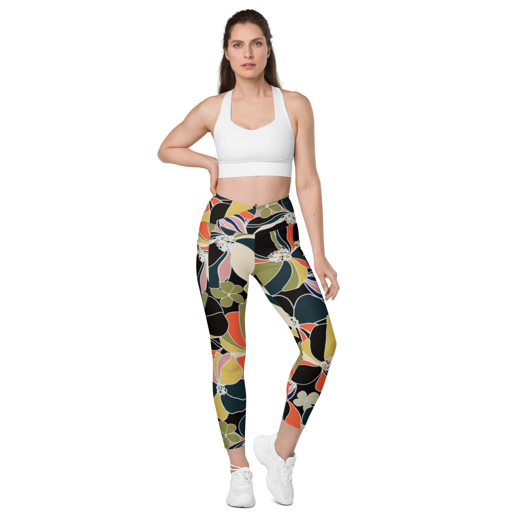 60's Inspired Crossover leggings with pockets