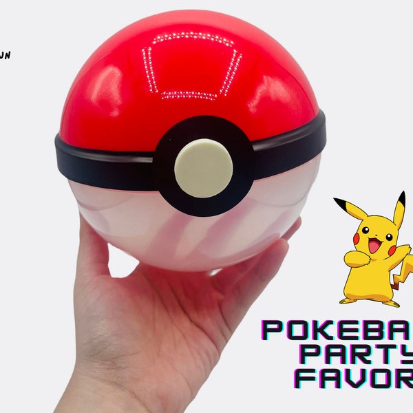 Pokemon PokeBall 15 PC Party Favor Ball Container, Candy Container for Kids Party, Pokemon Party Candy Favor Container, Kids Party Favors