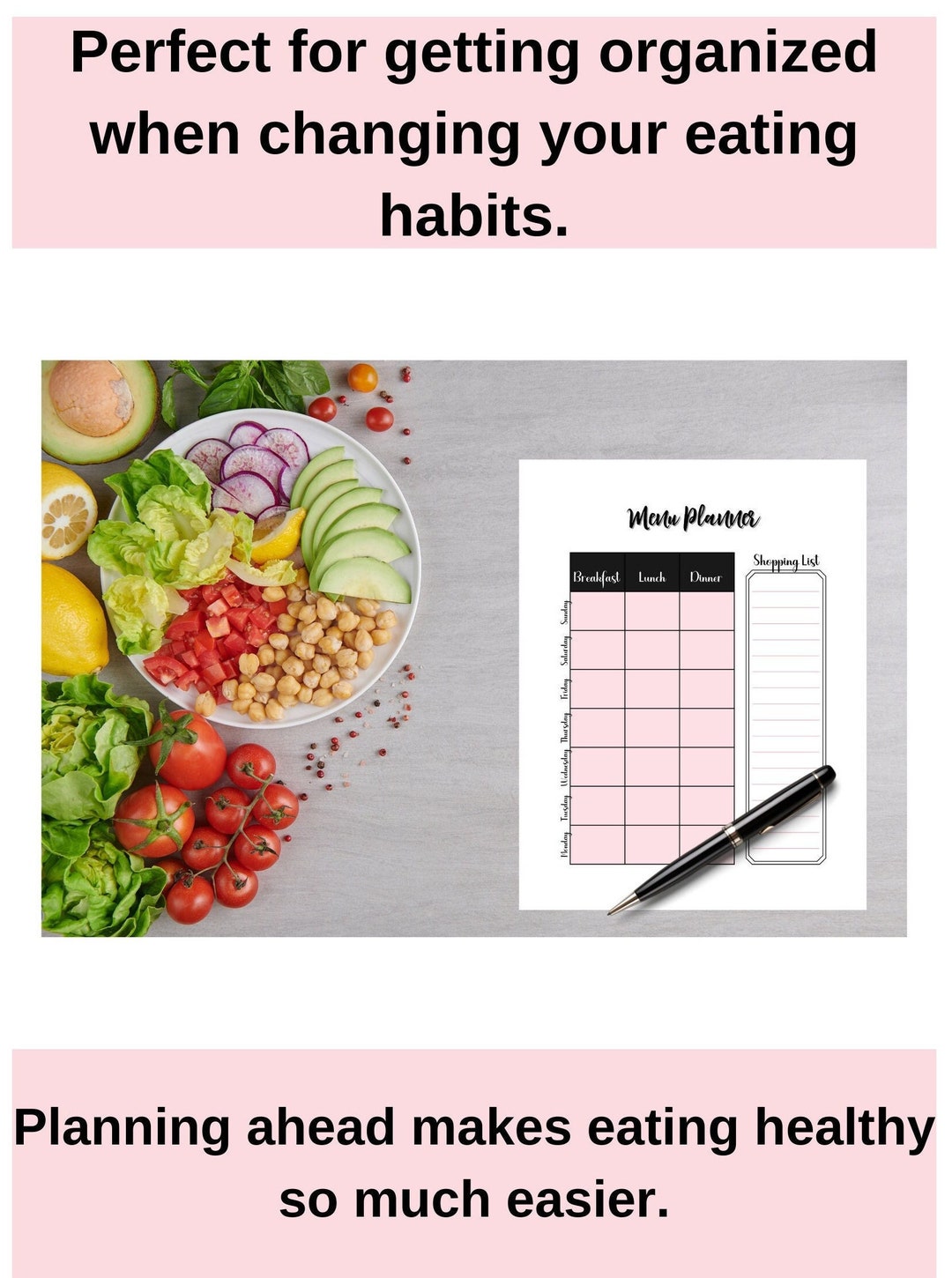 Rose Gold Basic Rose Gold Basic Menu Planner Printable PDF New Diet Tracker - Etsy Canada