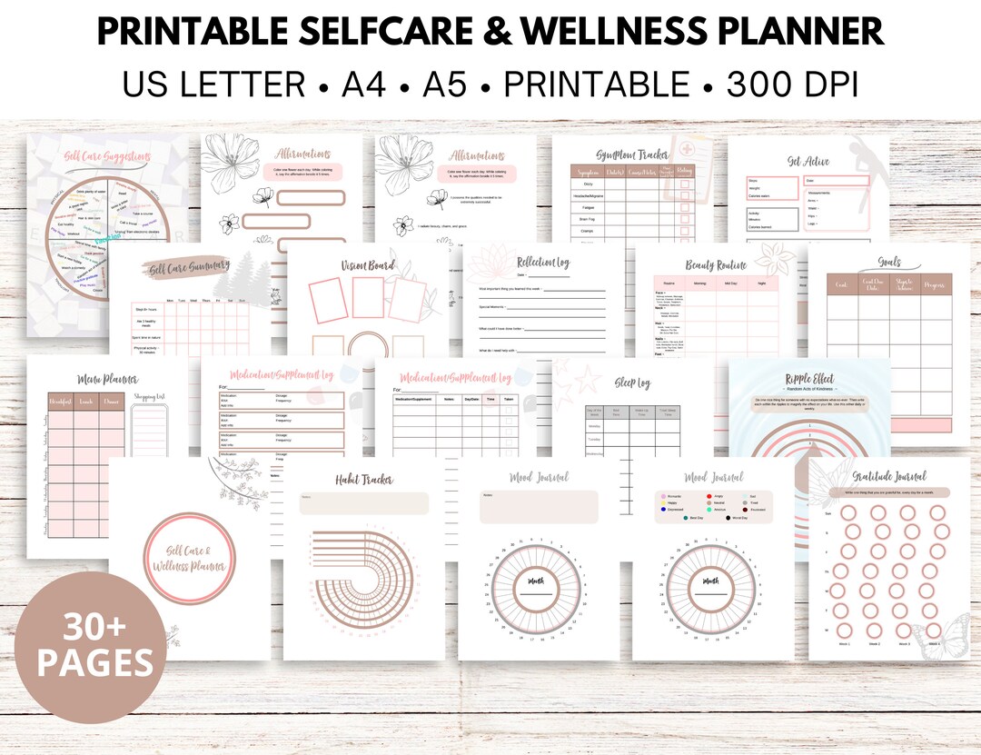 Self Care Wellness Planner Printable: Self Love Journal (digital ...
