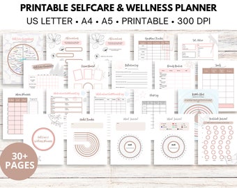 Utskrivbar självvårdsplanerare, Wellness Journal PDF, Arbetsbok för självkärlek, Digital nedladdning av mindfulness