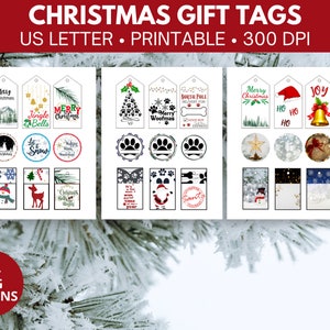 Christmas Gift Tags Printable Holiday Tags for Christmas Presents Name Tags Pet Lovers Gift Labels for Holiday Season 27 Gift Markers