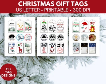 Printable Christmas Gift Tags | Pet & Holiday Designs (PDF)