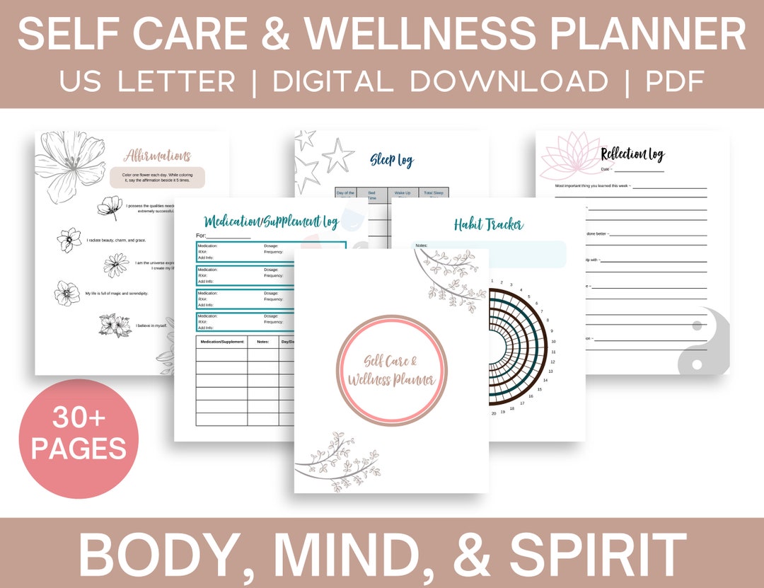 Self Care Wellness Planner: Mind Body Spirit Journal (PDF) - Etsy