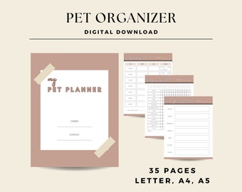 Pet Planner, Dog Health Tracker, Vet Visit & Vaccination Log, Pet Care Journal Digital Download