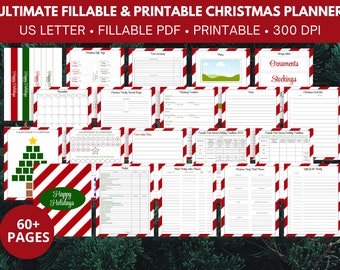 Christmas Planner Fillable PDF, Holiday Tracker, Holiday Menu, Xmas Party Organizer Digital Download