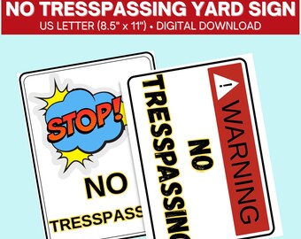 No Tresspassing Warnschild, Haltbar, PDF, Rasenschild, Nachbar Erinnerung Digitaler Download