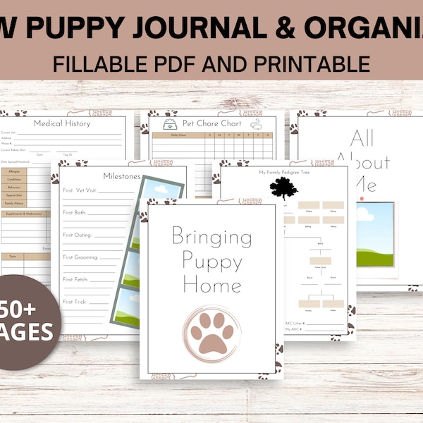 New Puppy Journal Fillable & Printable PDF Planner For New Pet Puppy Lover Tracker Bring Puppy Home Diary Dog Log Book Pet Memories