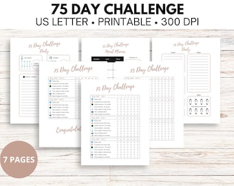 75 Day Challenge Tracker Printable, Fitness Journal, Healthy Habit Tracker PDF, Digital Download