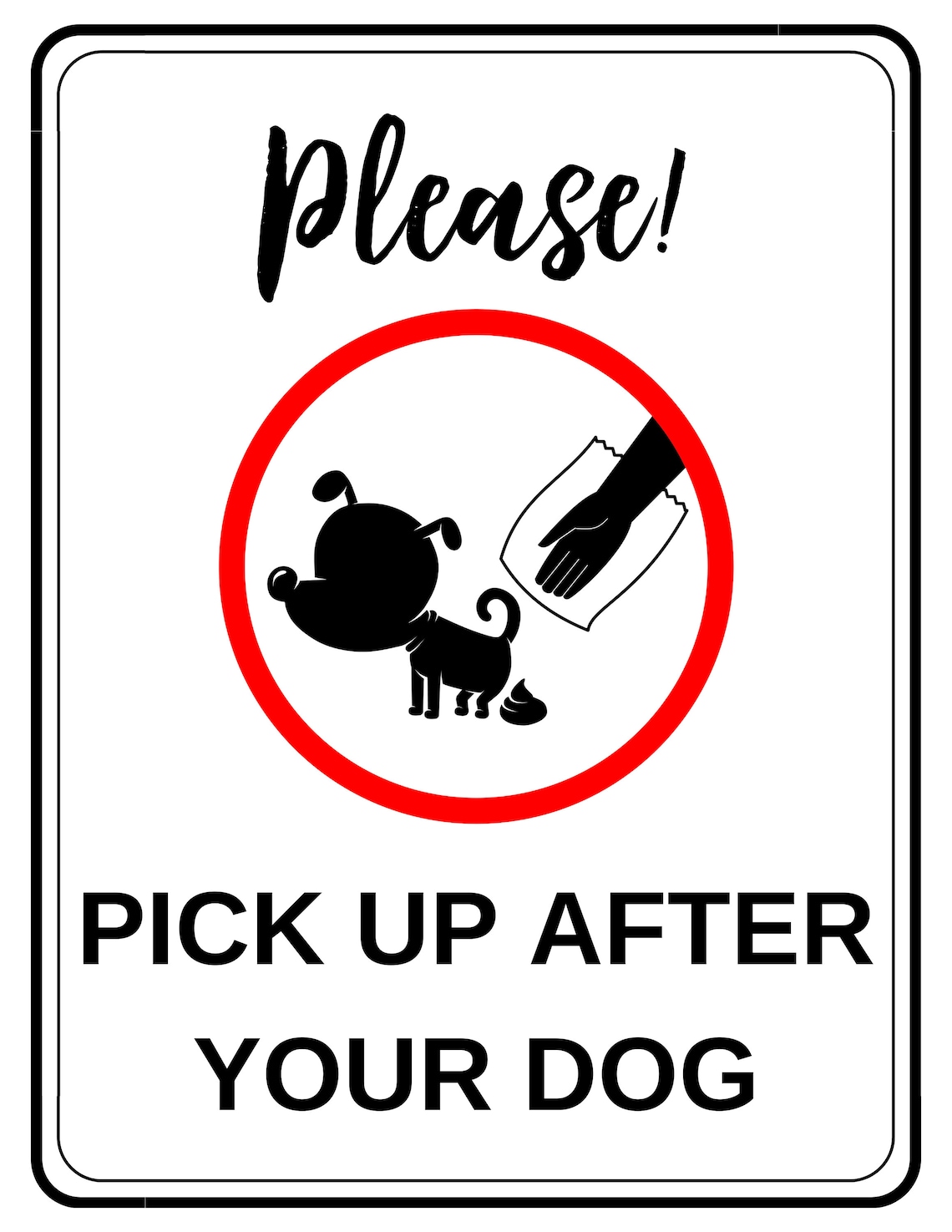 Pick up After Your Dog Sign X 2 Printable Yard Sign Pick up After Your