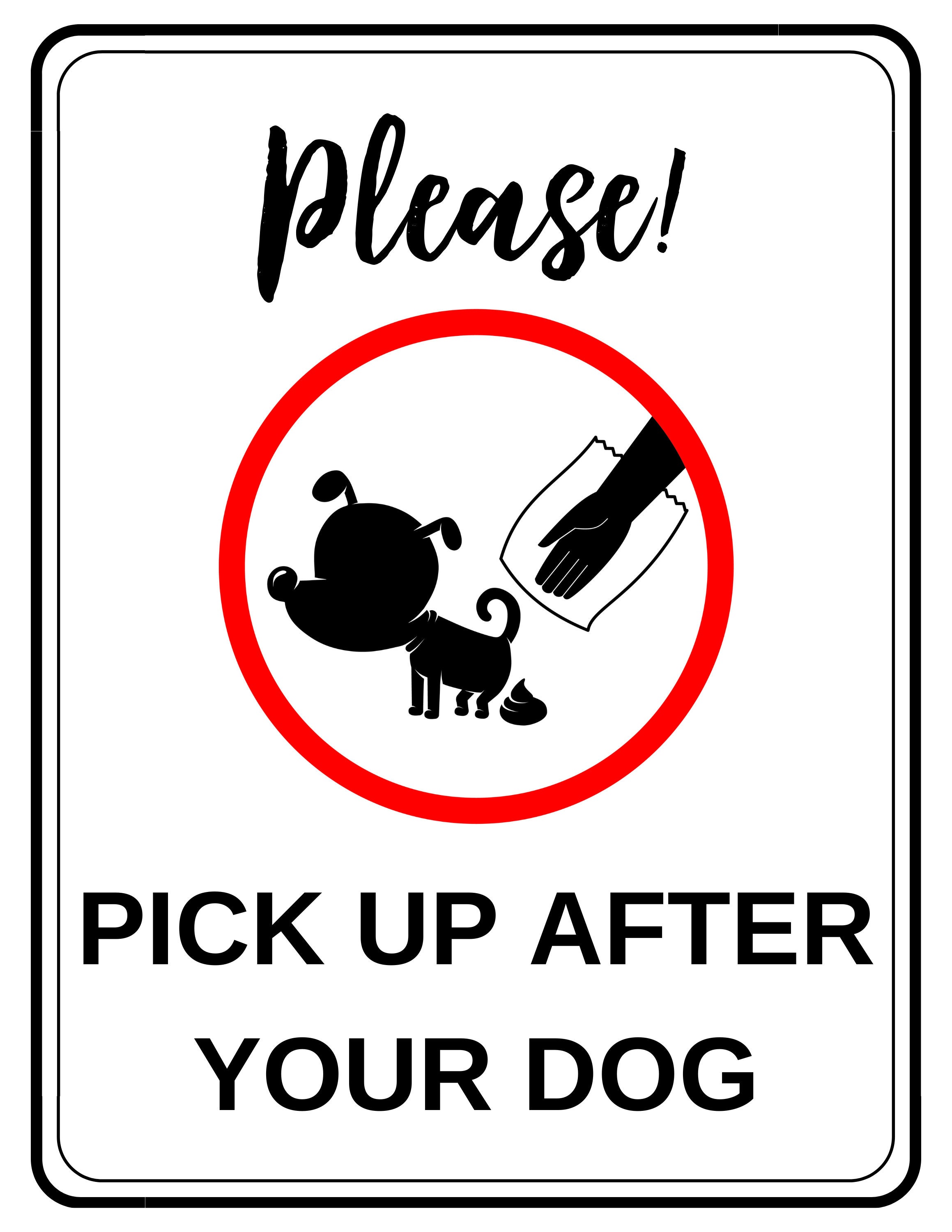 Pick up After Your Dog Sign X 2 Printable Yard Sign Pick up After Your