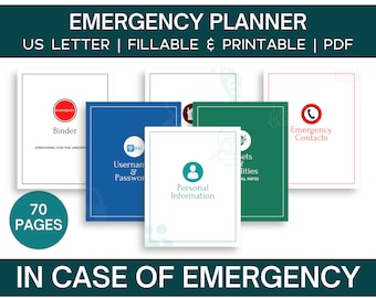 Emergency Binder, Fillable PDF Family Planner, In Case Emergency, Important Docs Organizer, Digital Download