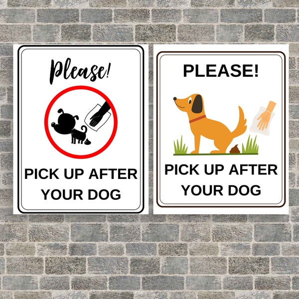 Pick Up After Your Dog Sign x 2 Printable Yard Sign Pick Up After Your Dog Digital Download Dog Poop In Yard Sign