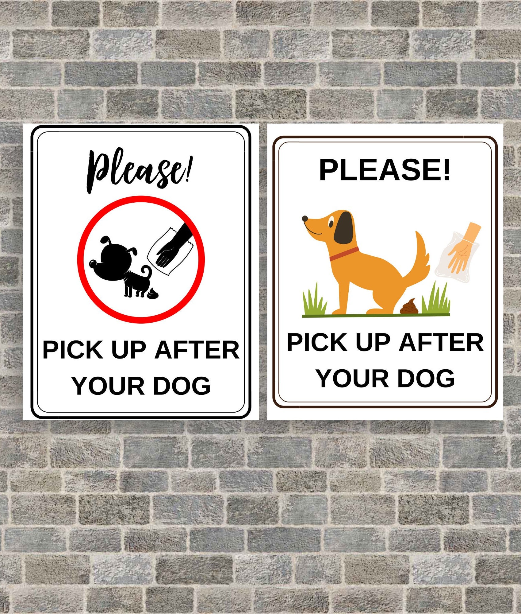 Pick up After Your Dog Sign X 2 Printable Yard Sign Pick up After Your