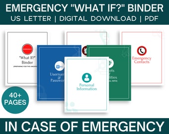 Emergency Binder "What If?" Fillable & Printable PDF