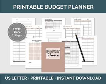Monthly Budget Planner, Finance Tracker, Bill Organizer, Paycheck & Expense Log, Money Saver Digital Download