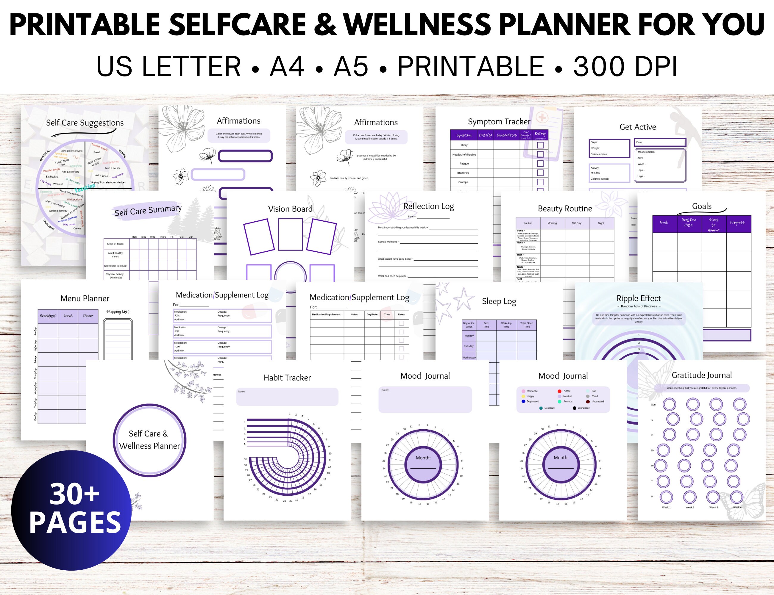 Self Care & Wellness Planner Printable Self Love Journal Body Mind ...