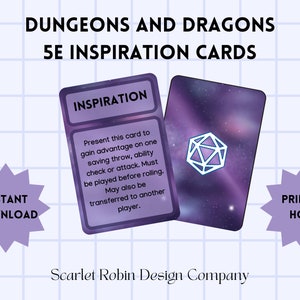 Dungeons and Dragons 5e Inspirationskarten | Herunterladbar und druckbar | Inspiration Tracking | Bardische Inspiration
