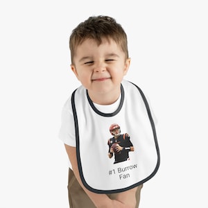 Joe Burrow Sports Bib, #1 Burrow Fan Baby Bib, Cute Baby Gear, Football Themed Bib, Baby Shower Gift, Infant Gift for Sports Lovers