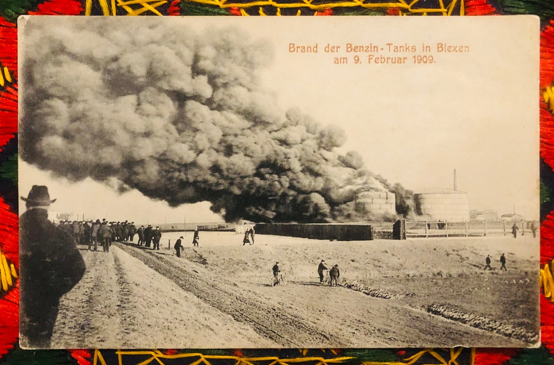 Postcard of a Benzine Tank Explosion at Blexen, February 9, 1909 - Etsy