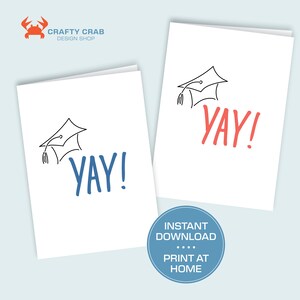 Conjunto de dois cartões de GRADUAÇÃO | 5x7 dobrado | Baixe e imprima em casa | Imprimível | Em branco por dentro