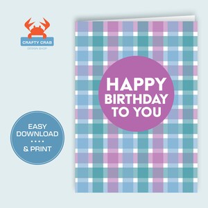 Biglietto di BUON COMPLEANNO / Piegato 5x7 / Scarica e stampa a casa / Biglietto di auguri multicolore / Stampabile / Interno vuoto