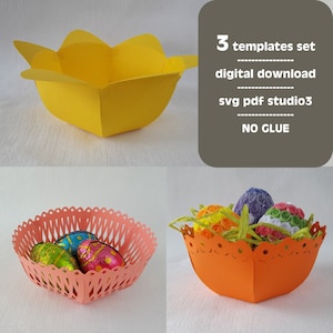 Ostern Papierkörbe 3 Vorlagen Set SVG PDF STUDIO3 | Plotterschnittdatei | Pat. 008-010