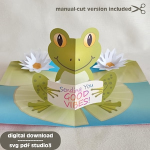 Pop up Card Template SVG Spring Frog Plotter Cut File printable | pat. 049