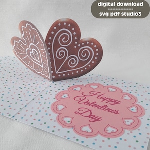 Valentine Pop up  Card Hearts SVG PDF STUDIO3 | Plotter Cut File | pat. 036