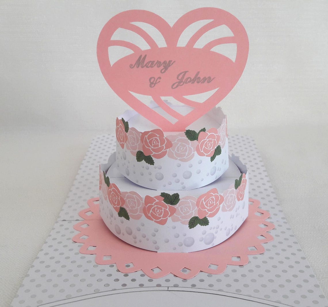 Pop up Card Template SVG Congratulations Wedding Cake Plotter Cut File ...