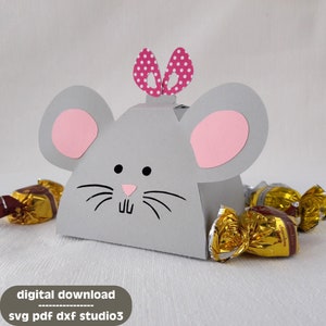 Caja de golosinas para ratones SVG PDF STUDIO3 / Archivo de corte para trazador / n.º 017