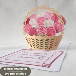 Pop-upkaart rozenmand SVG-pdf STUDIO3 | Plottergesneden bestand | klop. 041