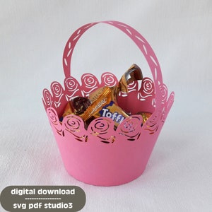 Treat Paper Basket SVG PDF STUDIO3 | Arquivo de corte de plotter | pat. 016